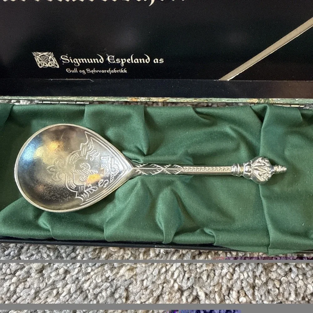 Vintage Tinn Pewter Viking Norway Souvenir Spoon 6